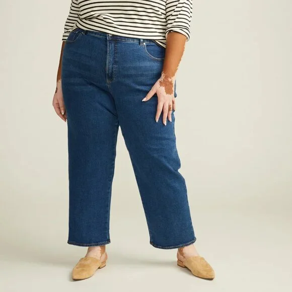 Universal Standard Etta High Rise Straight Leg Jeans in Aged Indigo l Size 16 - Picture 3 of 12